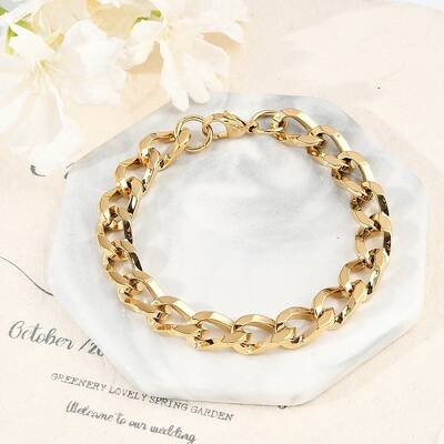 304 Stainless Steel Cuban Link Chain Bracelets for Women Men