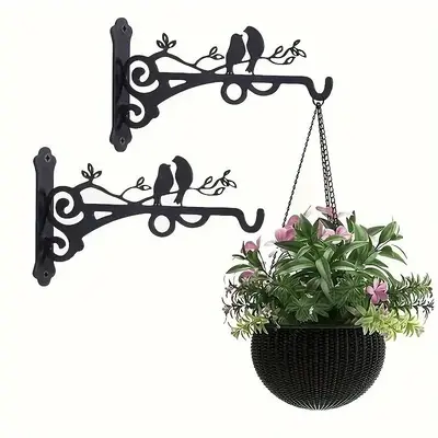 Metal Plant Bracket with Bird Silhouette, Wall-mounted Hook for Hanging Baskets, Lanterns, and Bird Feeders, Indoor/Outdoor G...