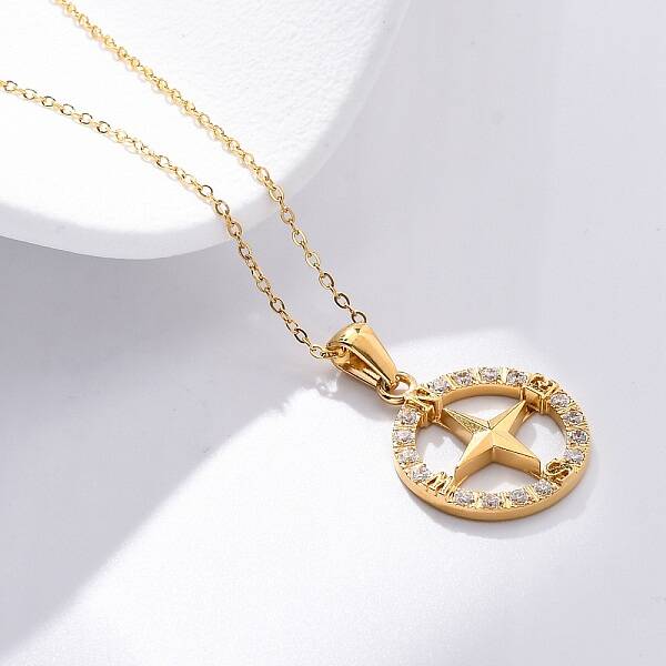 304 Stainless Steel Crystal Rhinestone Helm Pendant Necklaces