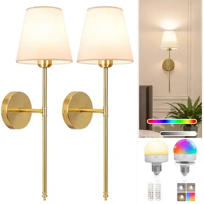 Wireless Battery-Powered Wall Lamps in /, Remote Control Bedroom Lights, Rechargeable Multi-Color Bulbs for Living Room & Hal...