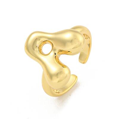 Brass Letter Open Cuff Rings for Women