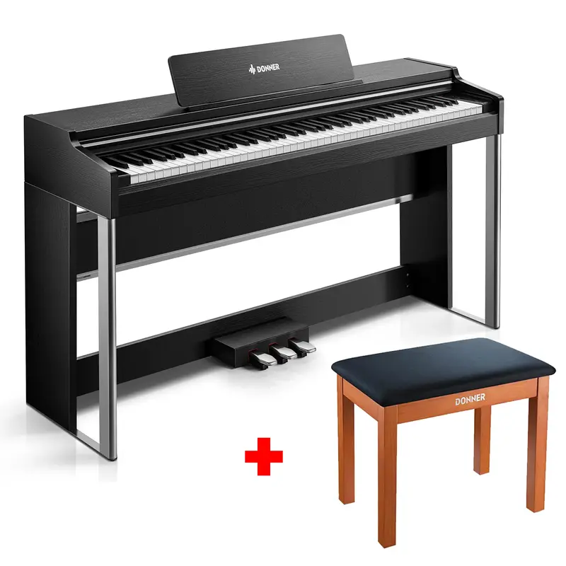 Donner DDP-200PRO Digital Piano with Touchscreen - Black / Piano+Wooden Bench