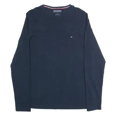 TOMMY HILFIGER Slim Fit Mens T-Shirt Blue Long Sleeve M
