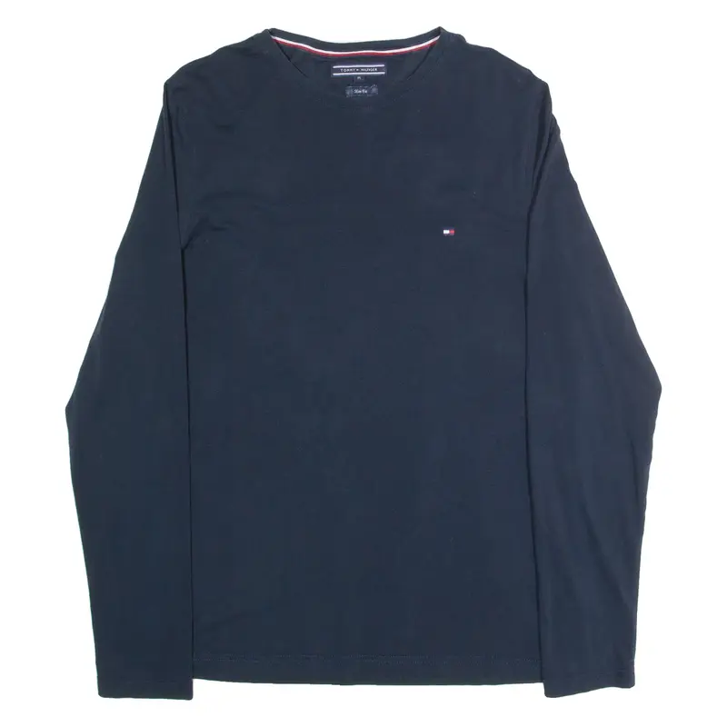 TOMMY HILFIGER Slim Fit Mens T-Shirt Blue Long Sleeve M