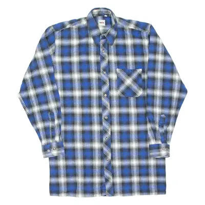 HEAVY FIRST CLASS Mens Flannel Shirt Blue Check Long Sleeve M
