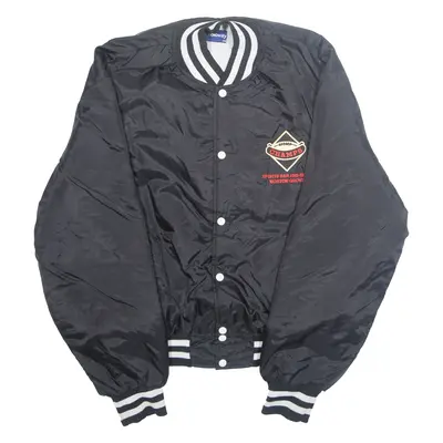 HOLLOWAY Mens Varsity Jacket Black Nylon USA 2XL