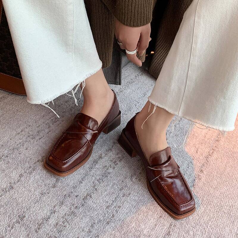 CHIKO Aspen Square Toe Block Heels Loafers Shoes