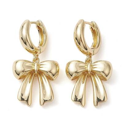 Bowknot Brass Dangle Hoop Earrings