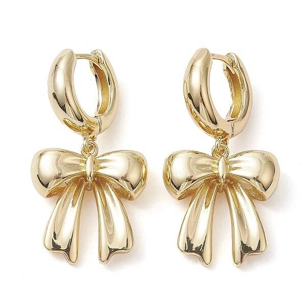 Bowknot Brass Dangle Hoop Earrings
