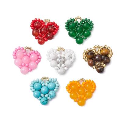 Mixed Gemstone Love Heart Valentine's Day Pendants