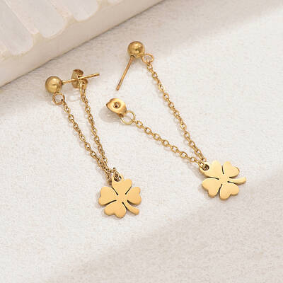 18K Gold Plated Cartoon Tassel Stud Earrings for Women