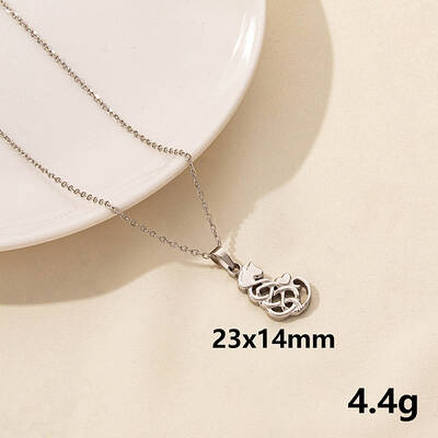 304 Stainless Steel Cat Shape Pendant Necklaces