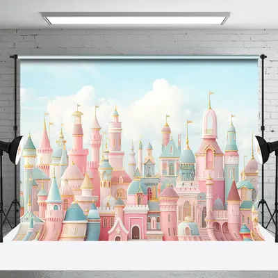 Fairy Tale Cloud Castle Birthday Cake Smash Backdrop - Aperturee