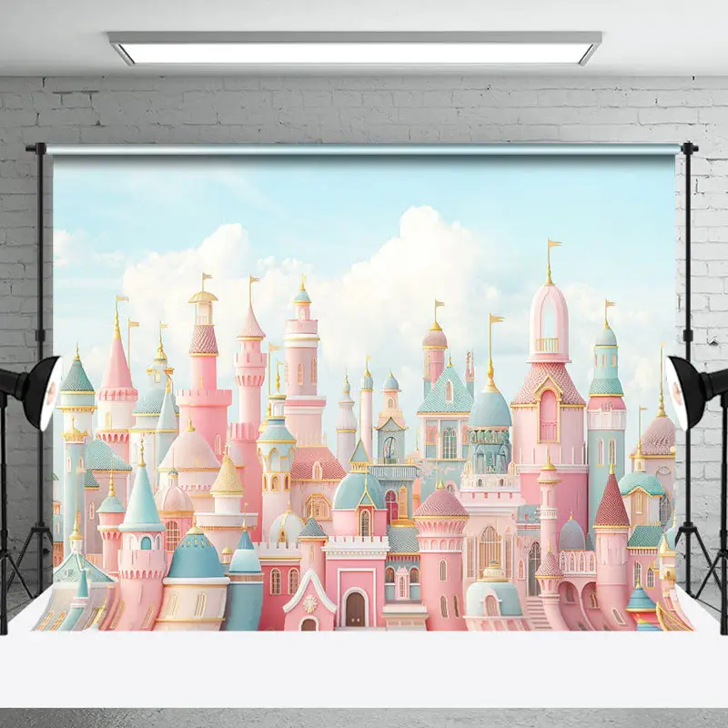 Fairy Tale Cloud Castle Birthday Cake Smash Backdrop - Aperturee