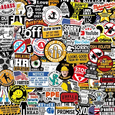 150 PCS Funny Hard Hat Stickers for Adults, Tool Box, Helmet, Blue Collar Stickers, Prank Meme Vinyl Waterproof Decal for Mec...