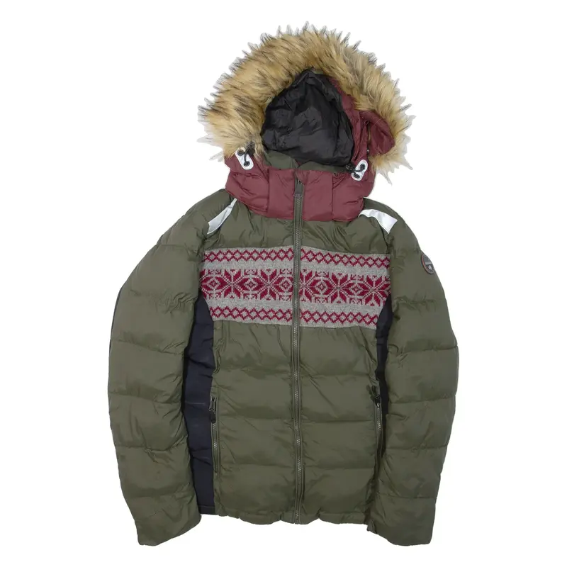 NAPAPIJRI Womens Puffer Jacket Green Hooded M