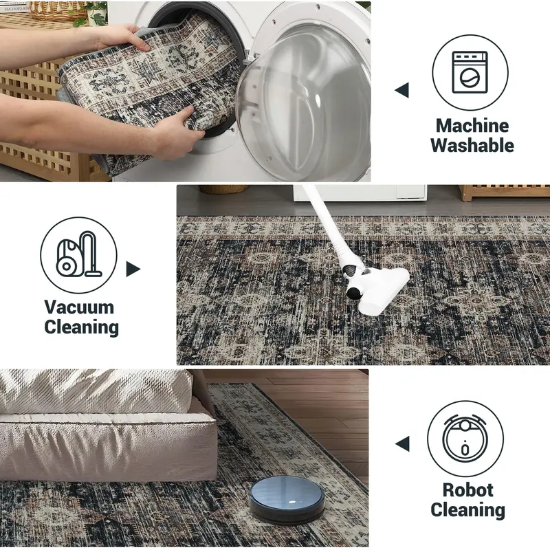 Garvee 8x10 Living Room Rugs, Soft Vintage Large Area Rugs for Bedroom Boho Farmhouse Low Pile Non-Slip Indoor Carpet Rugs fo...