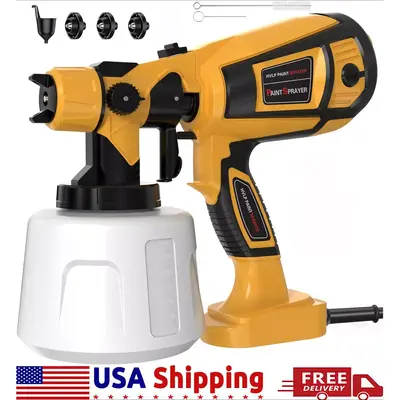 Paint Sprayer High Power HVLP Electric Spray Paint Gun with Cleaning & Blowing Joints, 3 Nozzles, Electric Airless HVLP Spray...