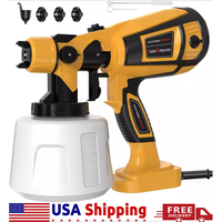 Paint Sprayer High Power HVLP Electric Spray Paint Gun with Cleaning & Blowing Joints, 3 Nozzles, Electric Airless HVLP Spray
