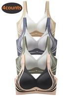 Women's Colorblock Vneck Wireless Bra, Soft Comfortable Adjustable Straps Breathable Backless Style Bra, Casual Women's Linge...