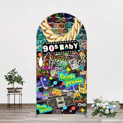 Aperturee Retro Street Graffiti Hip Hop 90s Baby Arch Backdrop, 1.6X4FT(0.5X1.2M), 38.18 USD, arch backdrop kit, GHJ07878-A