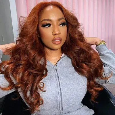 #35 Auburn Hair Wig 3D Body Wave 5x5 13x4 13x6 Lace Human Hair Wigs