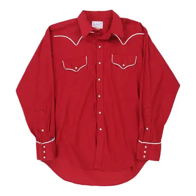 1960's/70's Made in USA Western Rockmount Shirt - Large Red Polyester Blend