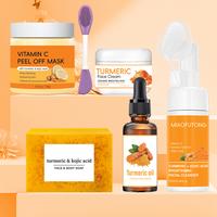Turmeric 6-Piece Skincare Set with Massage Cleansing Brush – Includes Turmeric Clay Mask, Turmeric Mousse Cleanser, Turmeri...