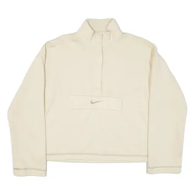 NIKE Womens Sweatshirt Cream Button Neck S