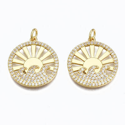 Brass Micro Pave Clear Cubic Zirconia Pendants