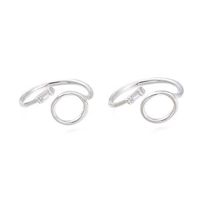 Brass Micro Pave Clear Cubic Zirconia Cuff Rings