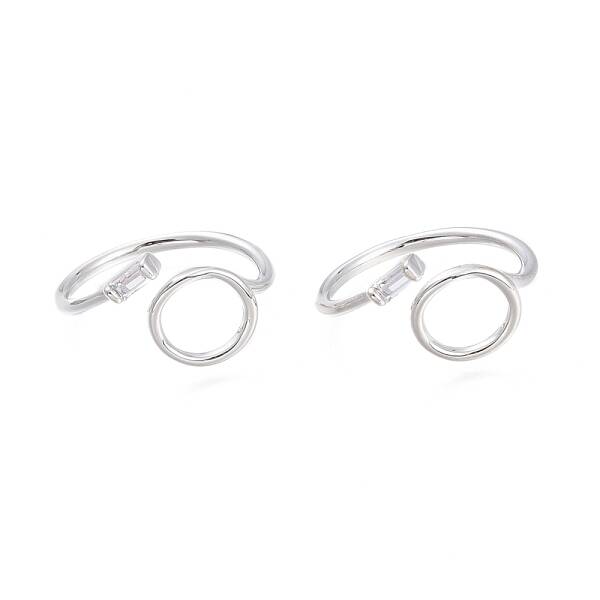 Brass Micro Pave Clear Cubic Zirconia Cuff Rings