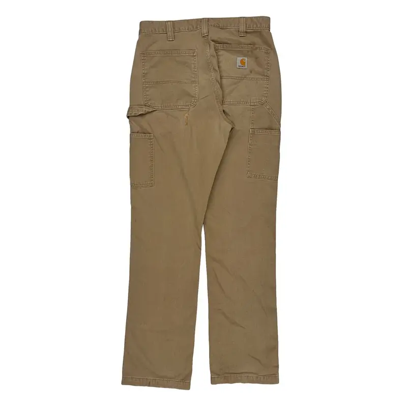 Relaxed Fit Carhartt Carpenter Trousers - 32W 34L Beige Cotton | Size: 32″ waist