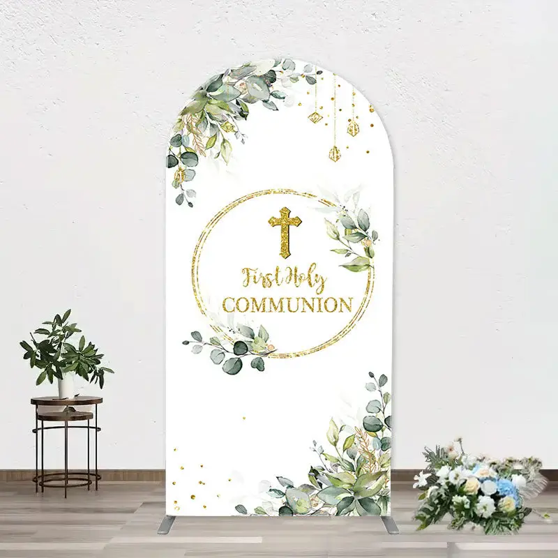 First Communion Cross Spring Arch Baptism Backdrop