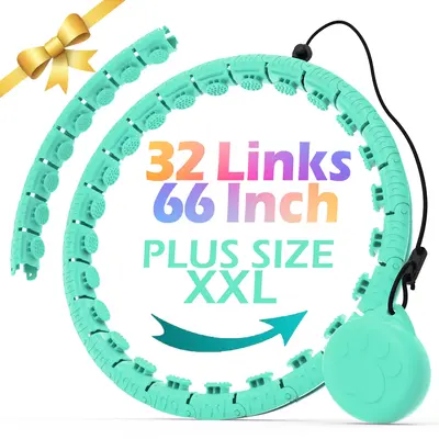 JLoibao Weighted Hula Circle 32 Links 66 Inch Plus Size XXL Eco-Friendly ABS Material Adjustable Portable Hoop for Adults Fit...