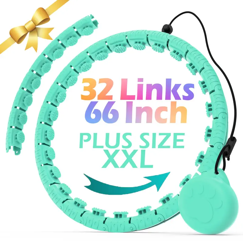 JLoibao Weighted Hula Circle 32 Links 66 Inch Plus Size XXL Eco-Friendly ABS Material Adjustable Portable Hoop for Adults Fit...