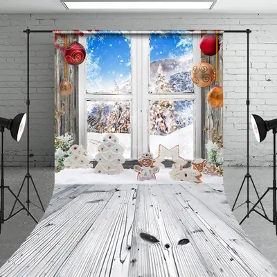 Aperturee Christmas Window Display Festive Snow Scene Backdrop - Aperturee