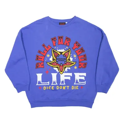 STRANGER THINGS Roll For Your Life Womens Sweatshirt Blue L