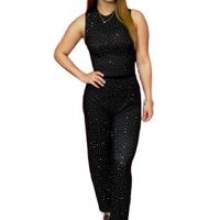 Heaven Spring Two Piece Loungewear Set - Crinkle Textured Crop Top and Wide Pants / Bubble Top and Wide Pants Casual Womenswe...