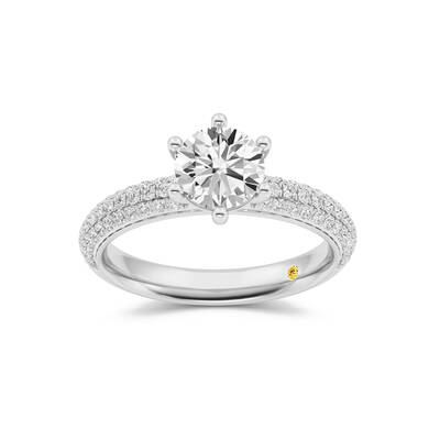 Delos Triple Row Pavé Set Round Lab Grown Diamond Engagement Ring | 10K White Gold 4 3/4 CT. TW.