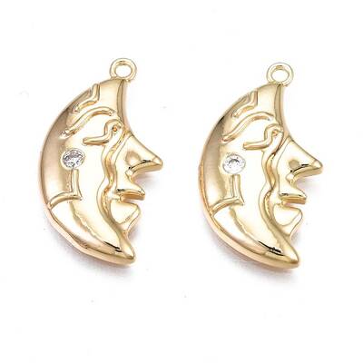 Brass Micro Pave Clear Cubic Zirconia Pendants
