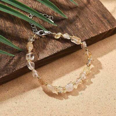 Natural Rutilated Quartz Chips Bracelets for Women