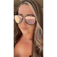 DAX Eyewear - Cove Aviator Sunglasses - UV 400 Protection - Metal Frame Aviators for Women - Rose Pink