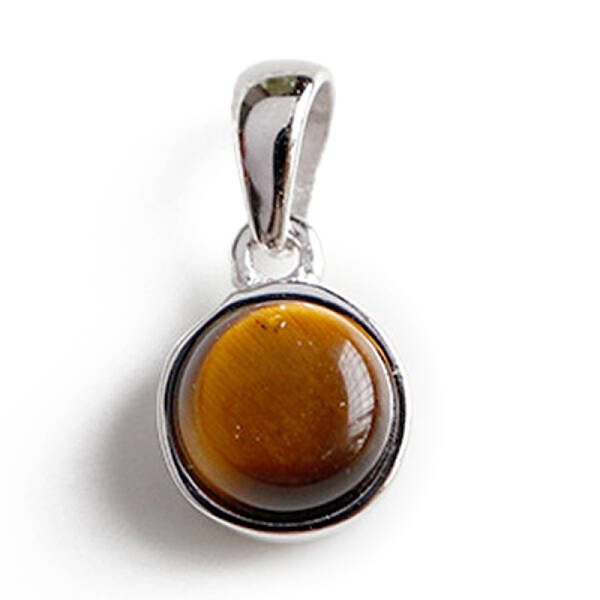 Rhodium Plated 925 Sterling Silver Pave Natural Tiger Eye Half Round Charms