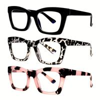 3 pack Fashion Readers for Women Spring Hinge Eye Glasses  Blue Light Reading Glasses