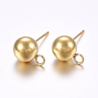 304 Stainless Steel Ball Stud Earring Findings