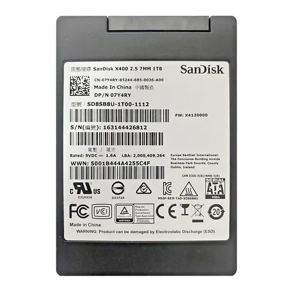 07Y4RY Dell 1TB SATA 6Gb/s 2.5-Inch Solid State Drive