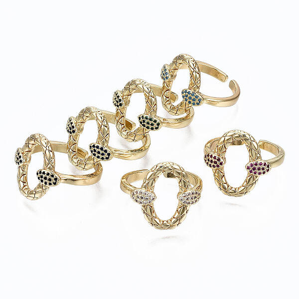 Brass Micro Pave Cubic Zirconia Cuff Rings
