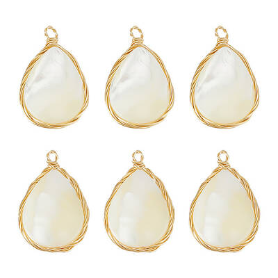 6Pcs Natural White Shell Pendants