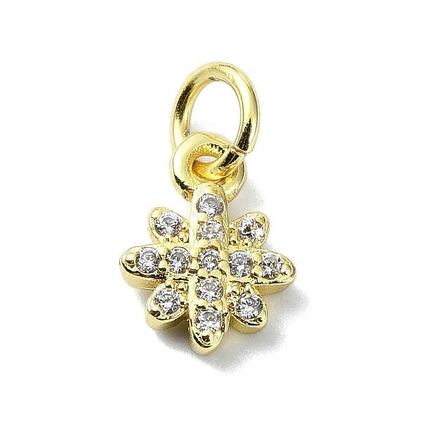 Brass Micro Pave Clear Cubic Zirconia Charms
